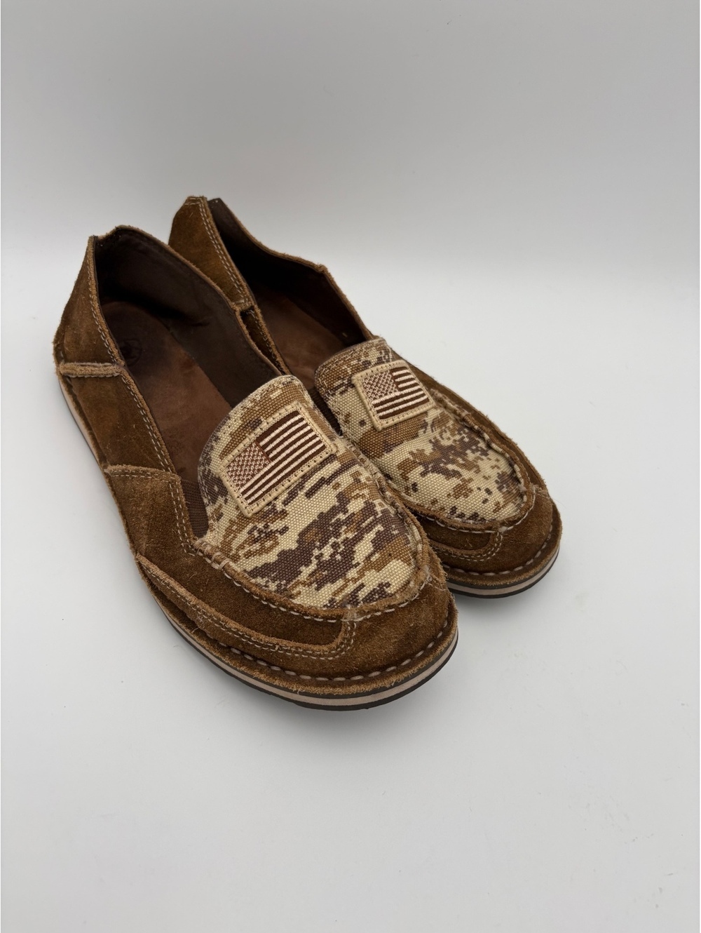 Ariat Cruiser Patriot Men's 8.5B Brown Suede and Canvas Slip-On Shoes American